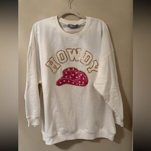 Blue B Collection “Howdy Y’all”Sequin Western Sweatshirt NWT Women’s L Oversized